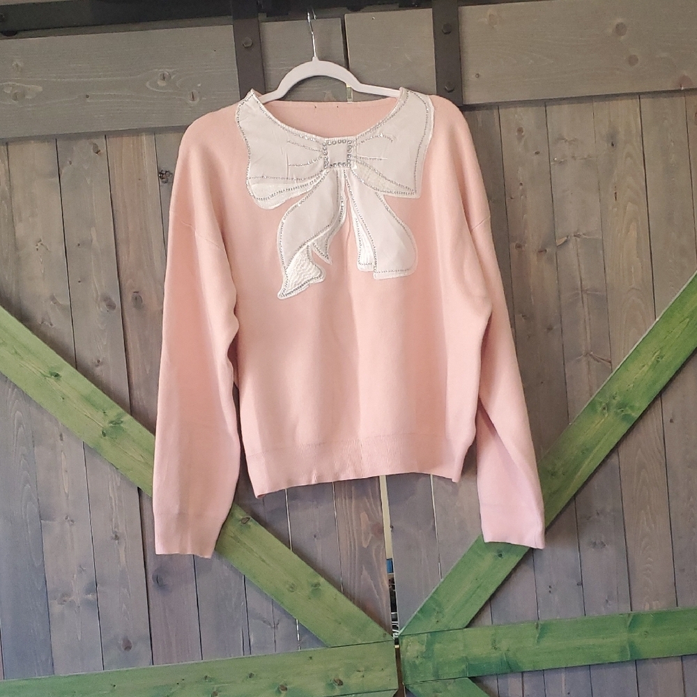 Pink Bow Detail Women's Top